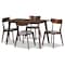 Baxton Studio Nori Light Grey Upholstered and Walnut Wood 5-Piece Dining Set 168-10814-10807 - alternate 1